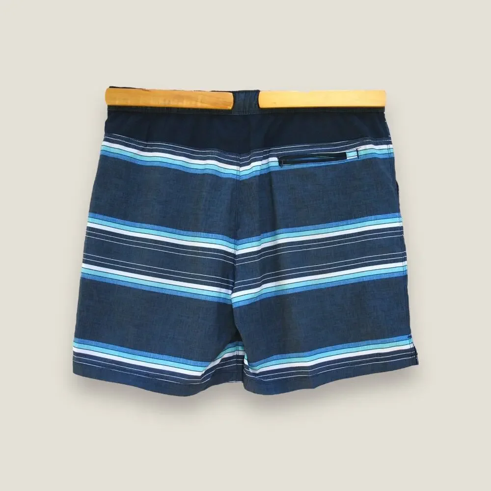 Men's Speedo Blue Striped Active Stretch Swim Shorts Sz: XL